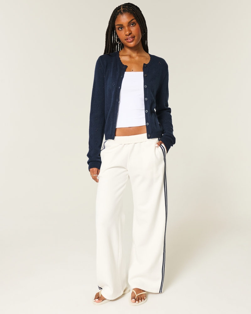 Eyelet Crew Cardigan
