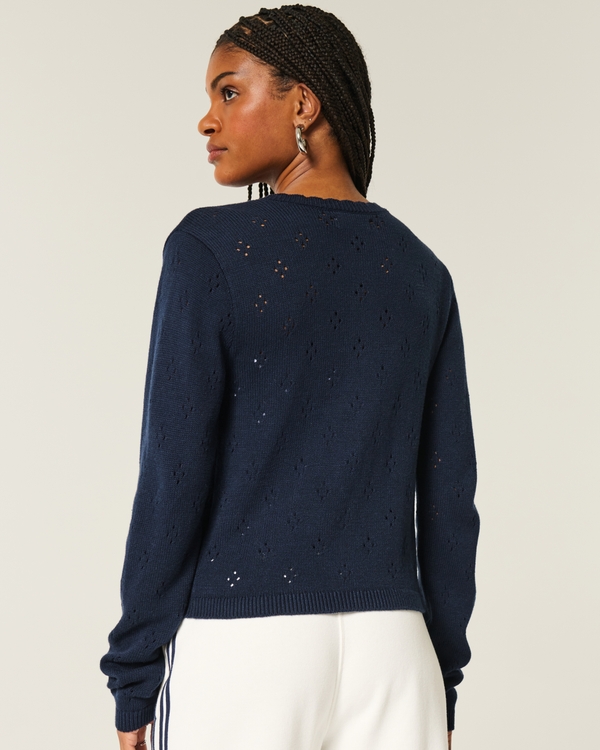 Eyelet Crew Cardigan