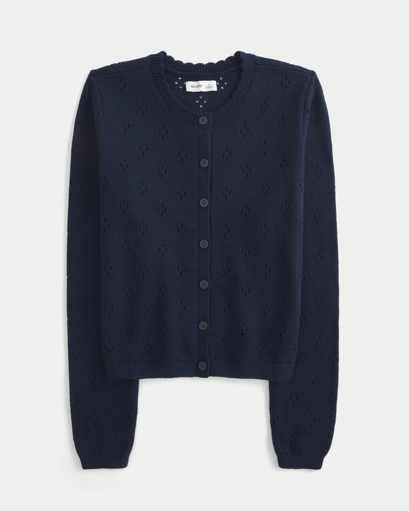 Eyelet Crew Cardigan
