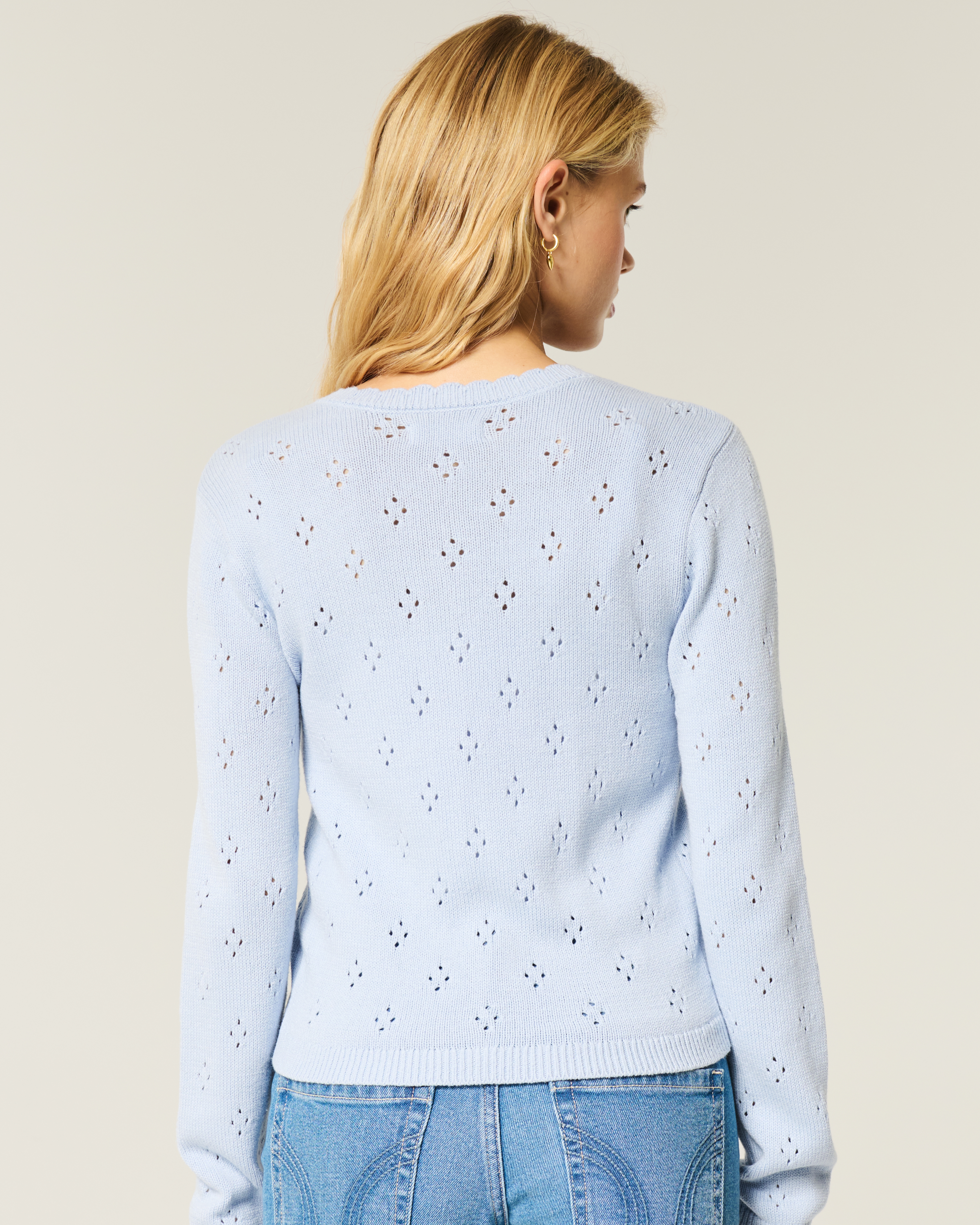 Eyelet Crew Cardigan
