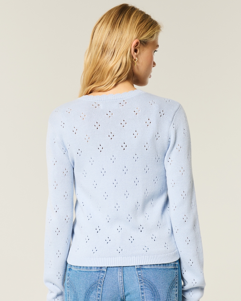 Eyelet Crew Cardigan