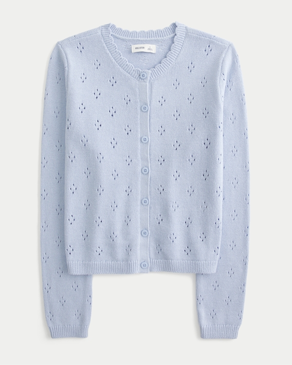 Eyelet Crew Cardigan