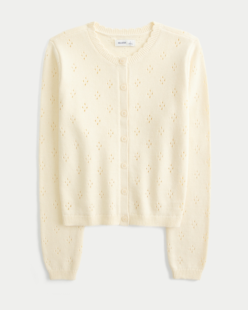 Eyelet Crew Cardigan