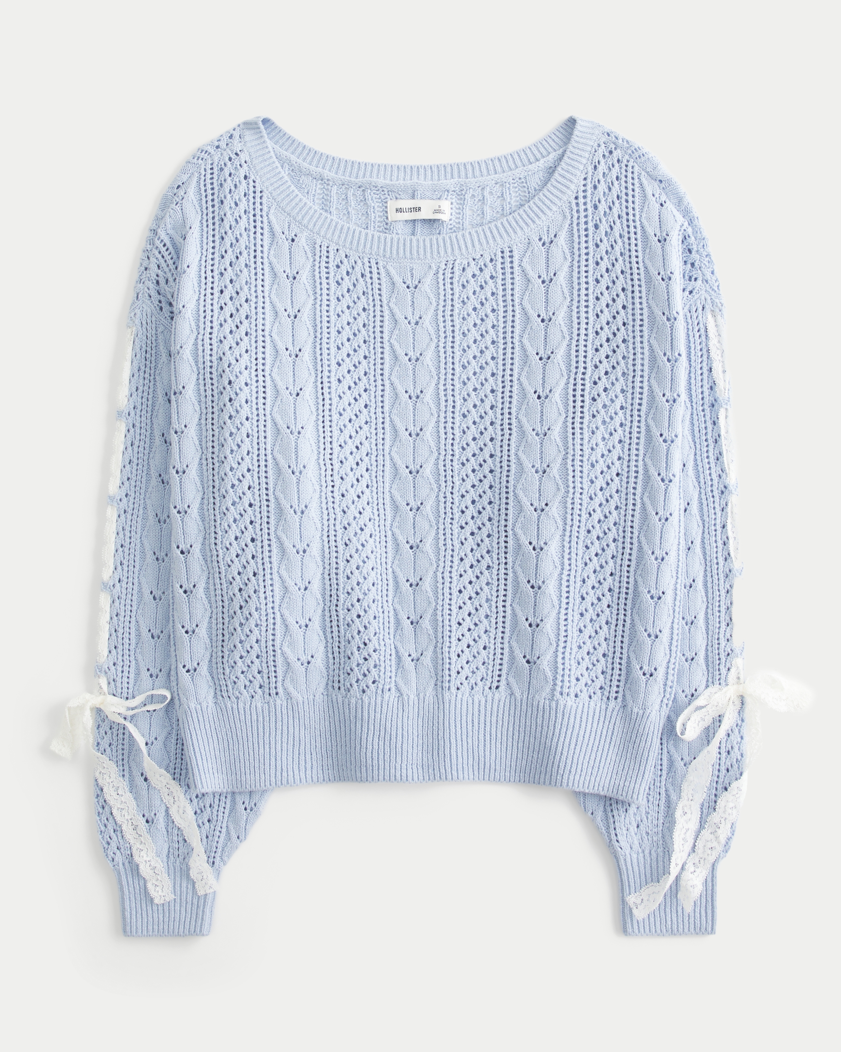 Bow-Sleeve Cable-Knit Sweater