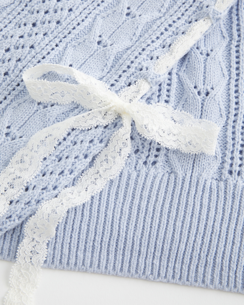 Bow-Sleeve Cable-Knit Sweater