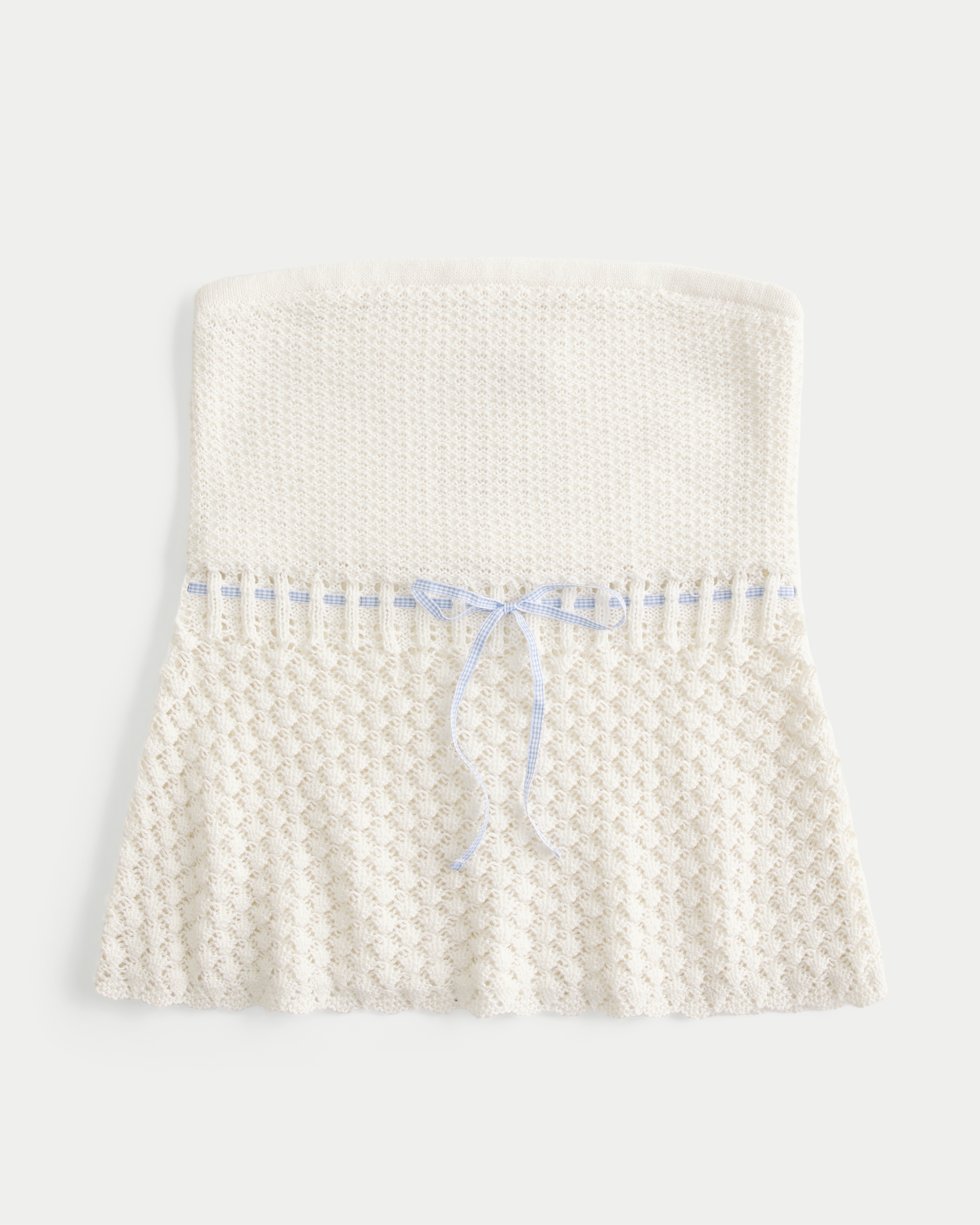 Crochet-Style Strapless Sweater Tube Top