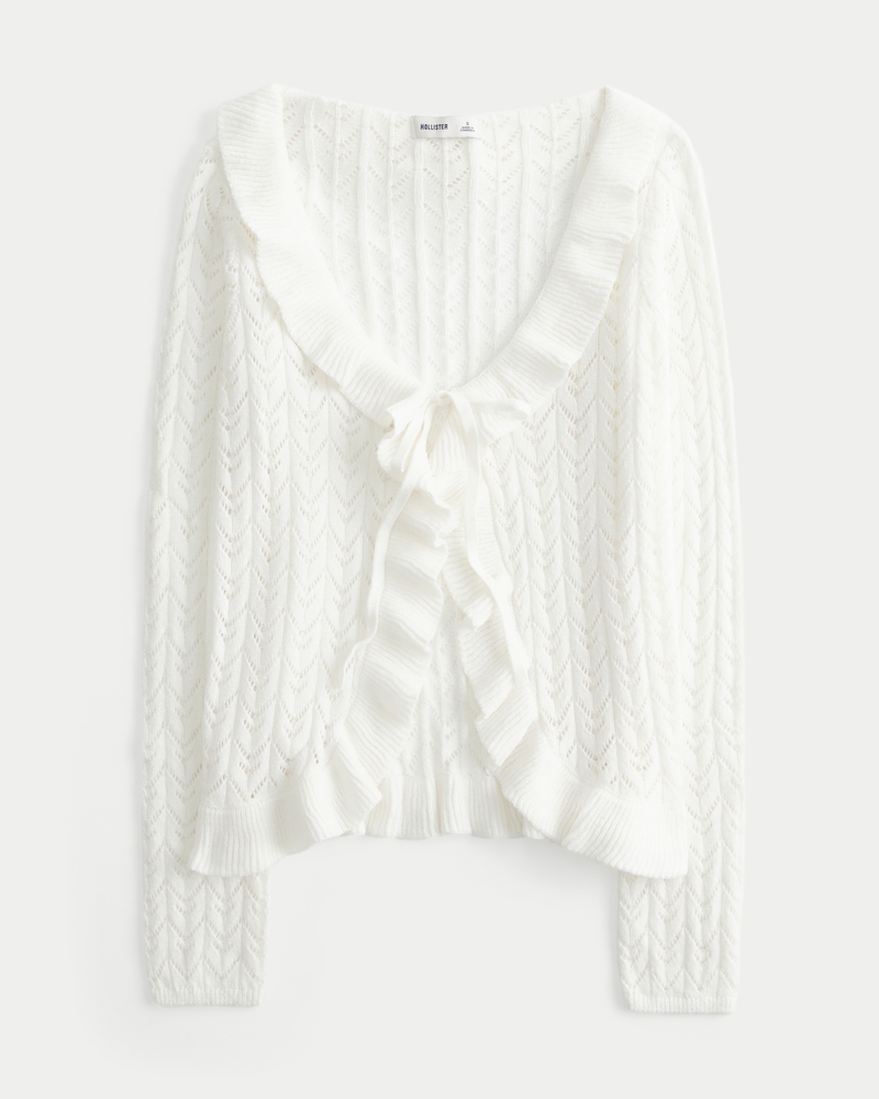 Ruffle Tie-Front Cardigan