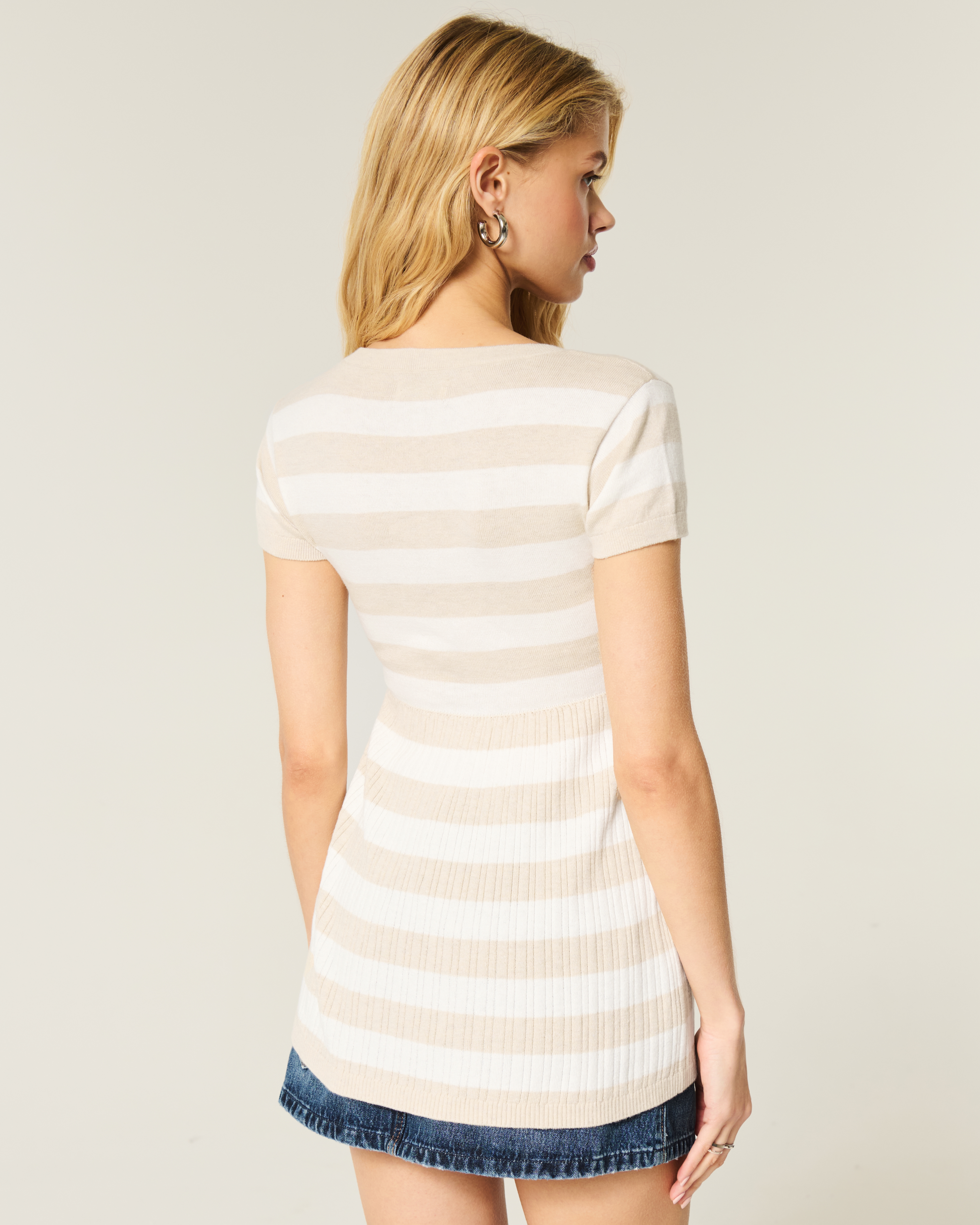 Short-Sleeve Henley Babydoll Top