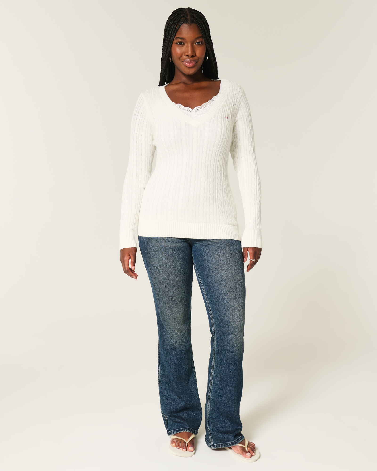 Women's Cable-Knit Icon V-Neck Sweater | Women's Tops
