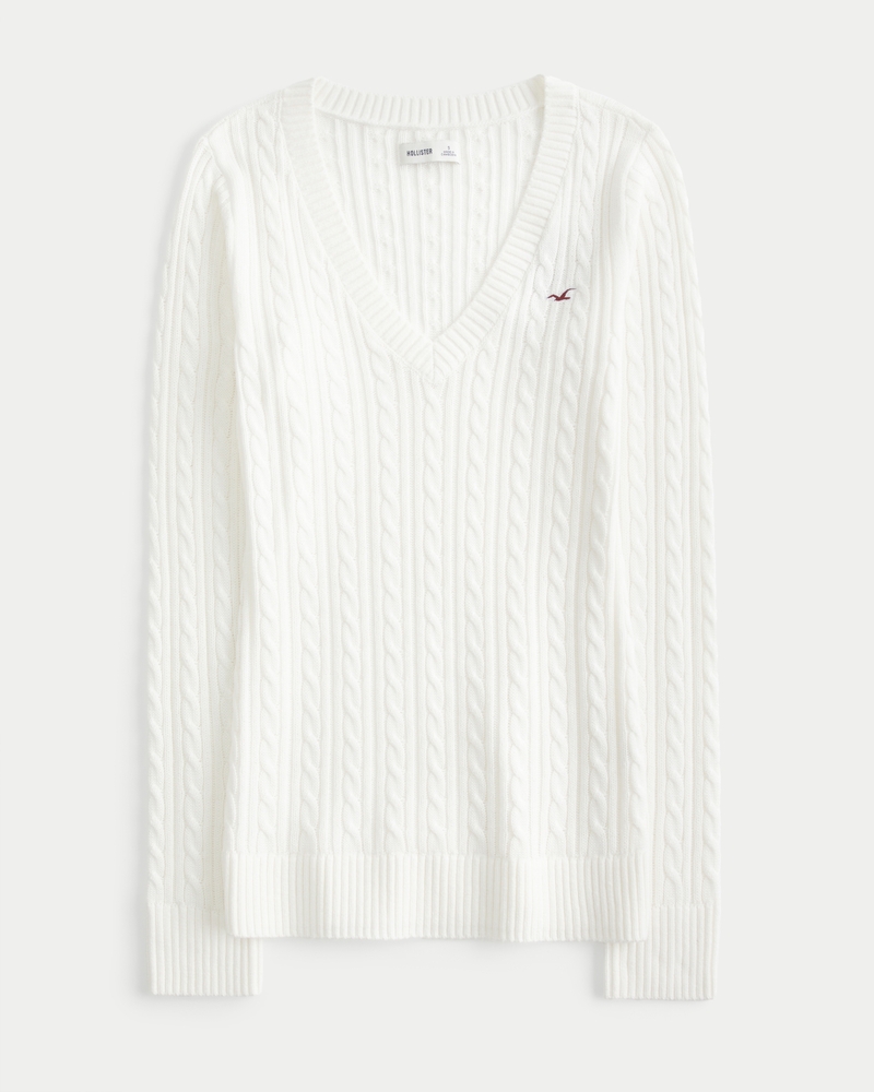 Cable-Knit Icon V-Neck Sweater