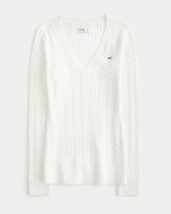 Women's Cable-Knit Icon V-Neck Sweater | Women's | HollisterCo.com