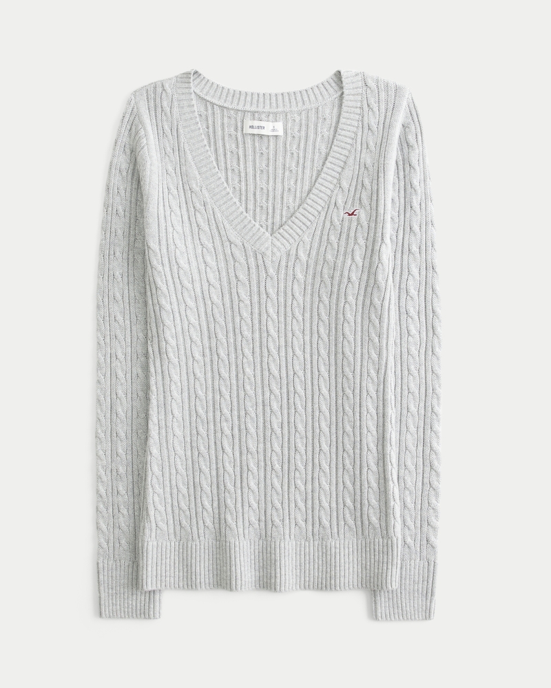 Cable-Knit Icon V-Neck Sweater