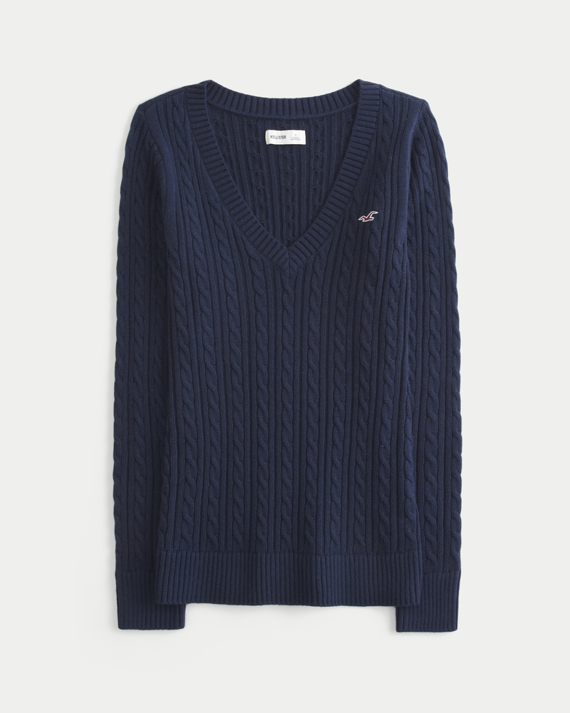 Cable-Knit Icon V-Neck Sweater