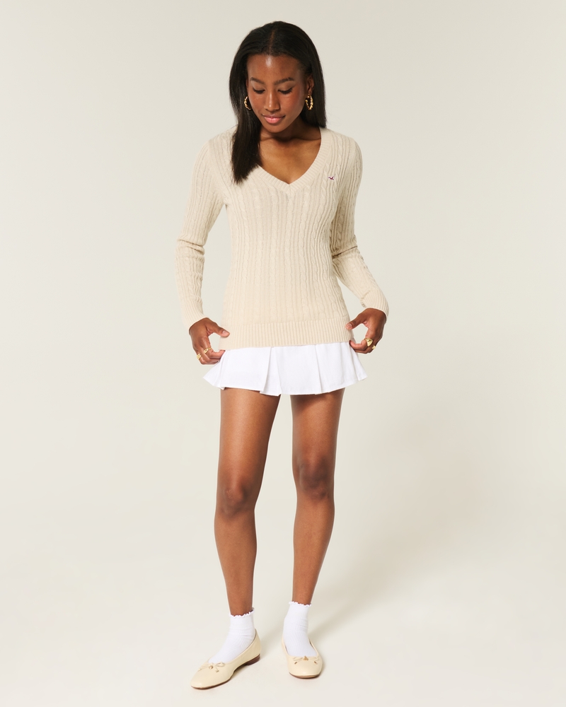 Women's Cable-Knit Icon V-Neck Sweater | Women's Tops
