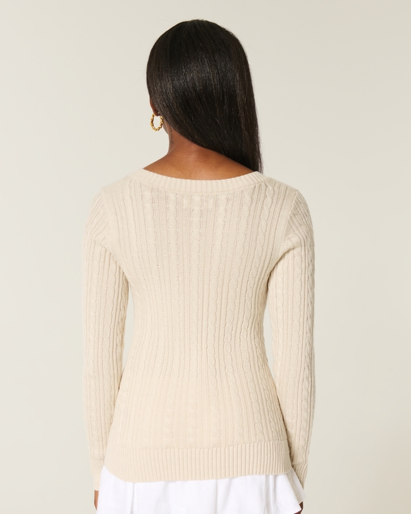 Cable-Knit Icon V-Neck Sweater