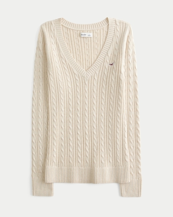 ホリスター レディース HOLLISTER 正規品 Vネックセーター Pacific V Neck Sweater GRE Women's Cable-Knit Icon V-Neck Sweater | Women's Tops