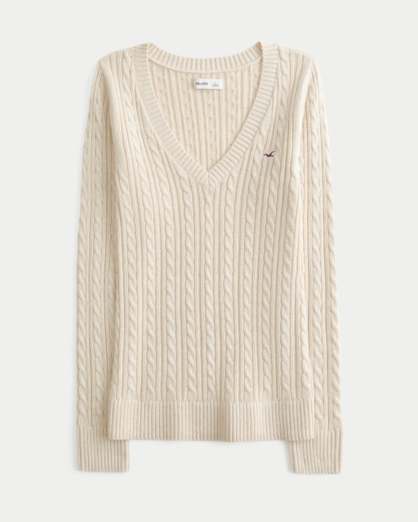 Cable-Knit Icon V-Neck Sweater