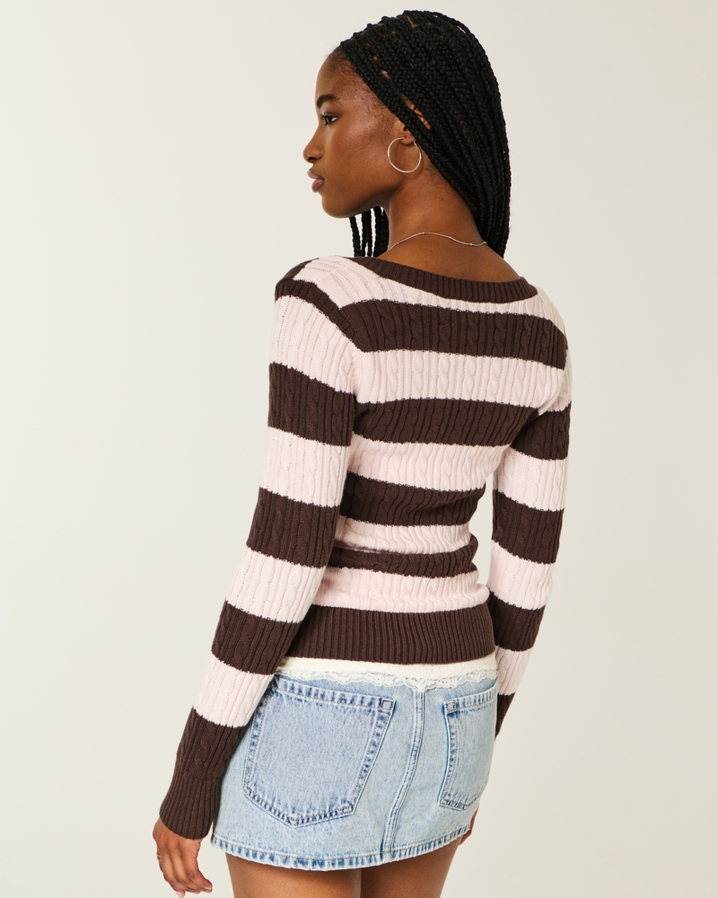 Cable-Knit V-Neck Icon Sweater