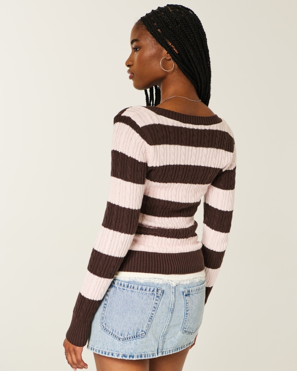 Cable-Knit V-Neck Icon Sweater