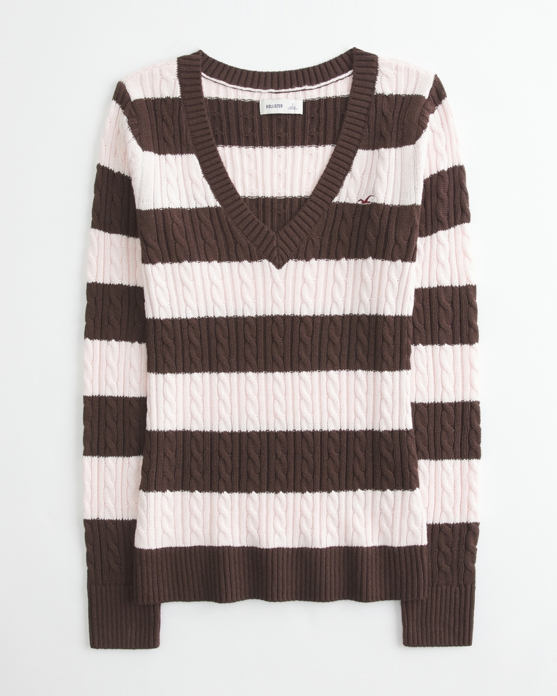Cable-Knit V-Neck Icon Sweater