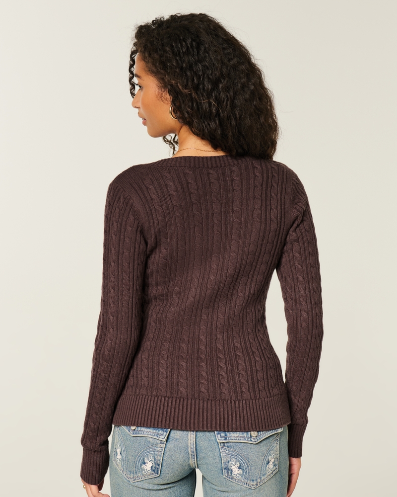 Cable-Knit V-Neck Icon Sweater