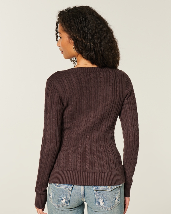 Cable-Knit V-Neck Icon Sweater