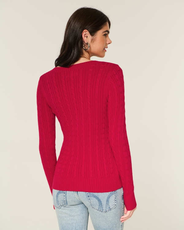 Cable-Knit V-Neck Icon Sweater