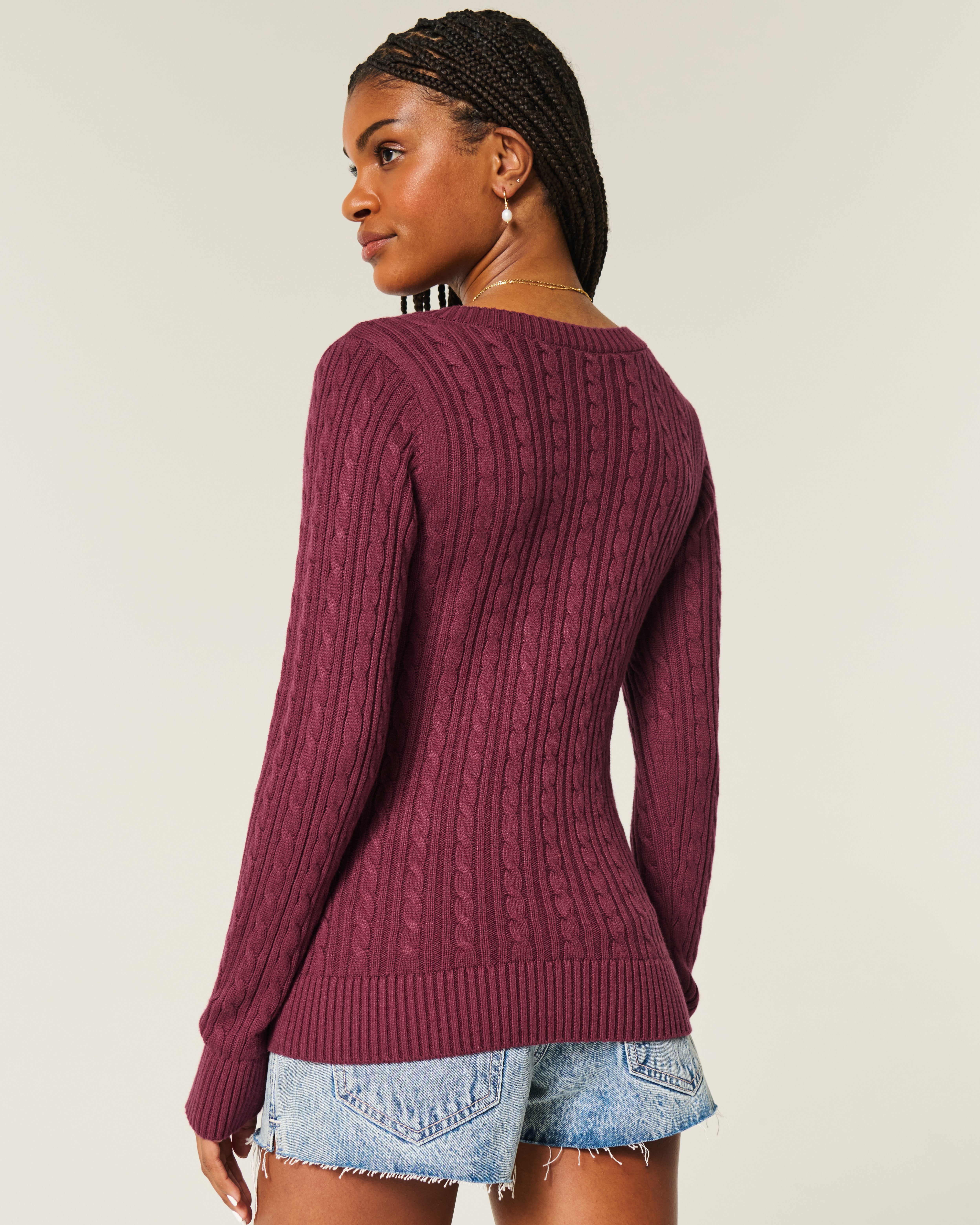 ニット・セーター No.8697 hachi Vneck over KNIT (5color) Women's Wired Knit Sweater V-Neck Pullover Long Sleeve