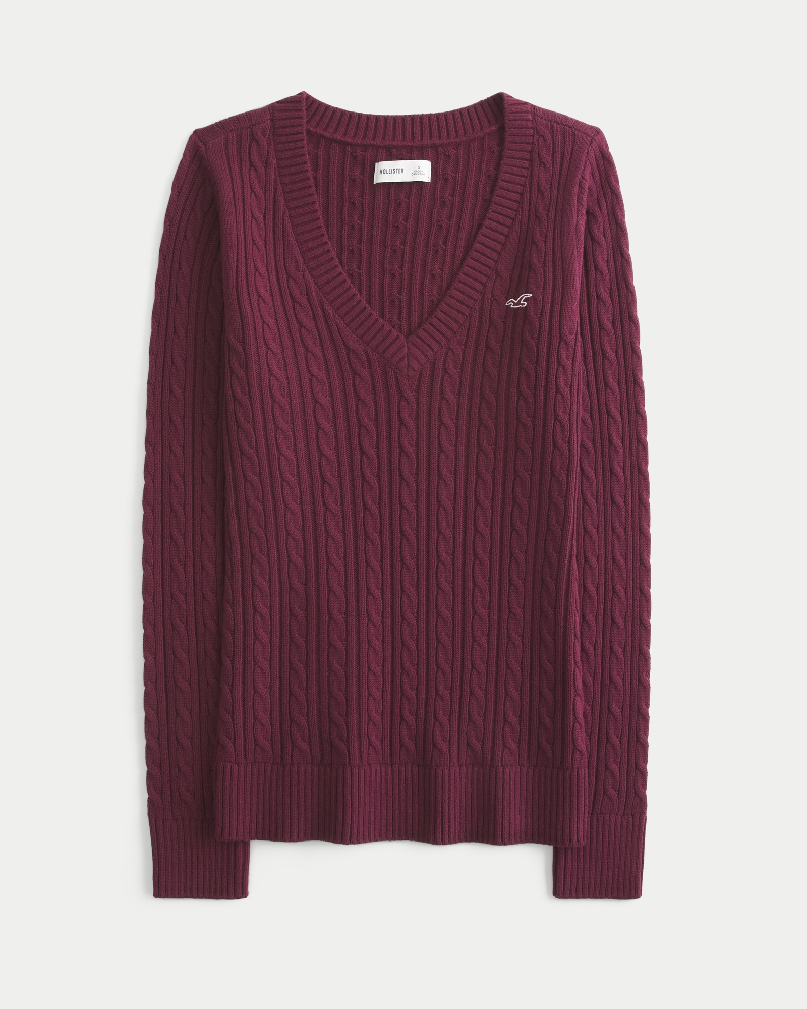 Women's Cable-Knit Icon V-Neck Sweater | Women's Tops | HollisterCo.ca