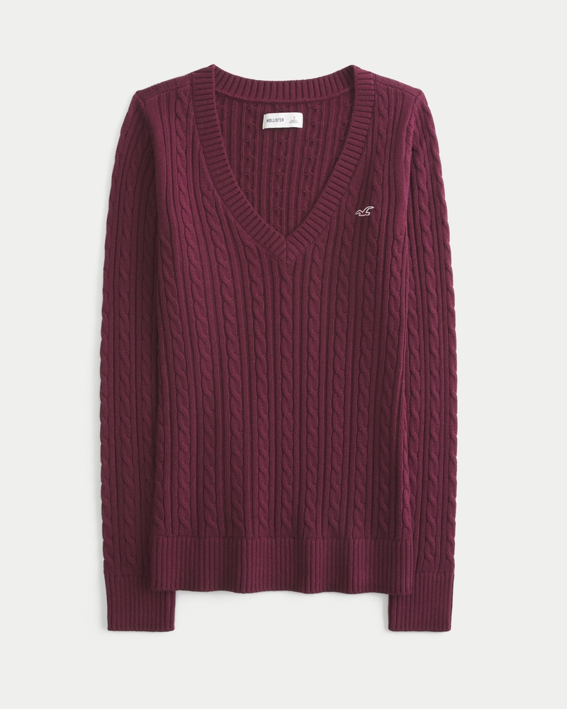 Women's Cable-Knit Icon V-Neck Sweater | Women's Tops