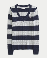 Cable-Knit V-Neck Icon Sweater
