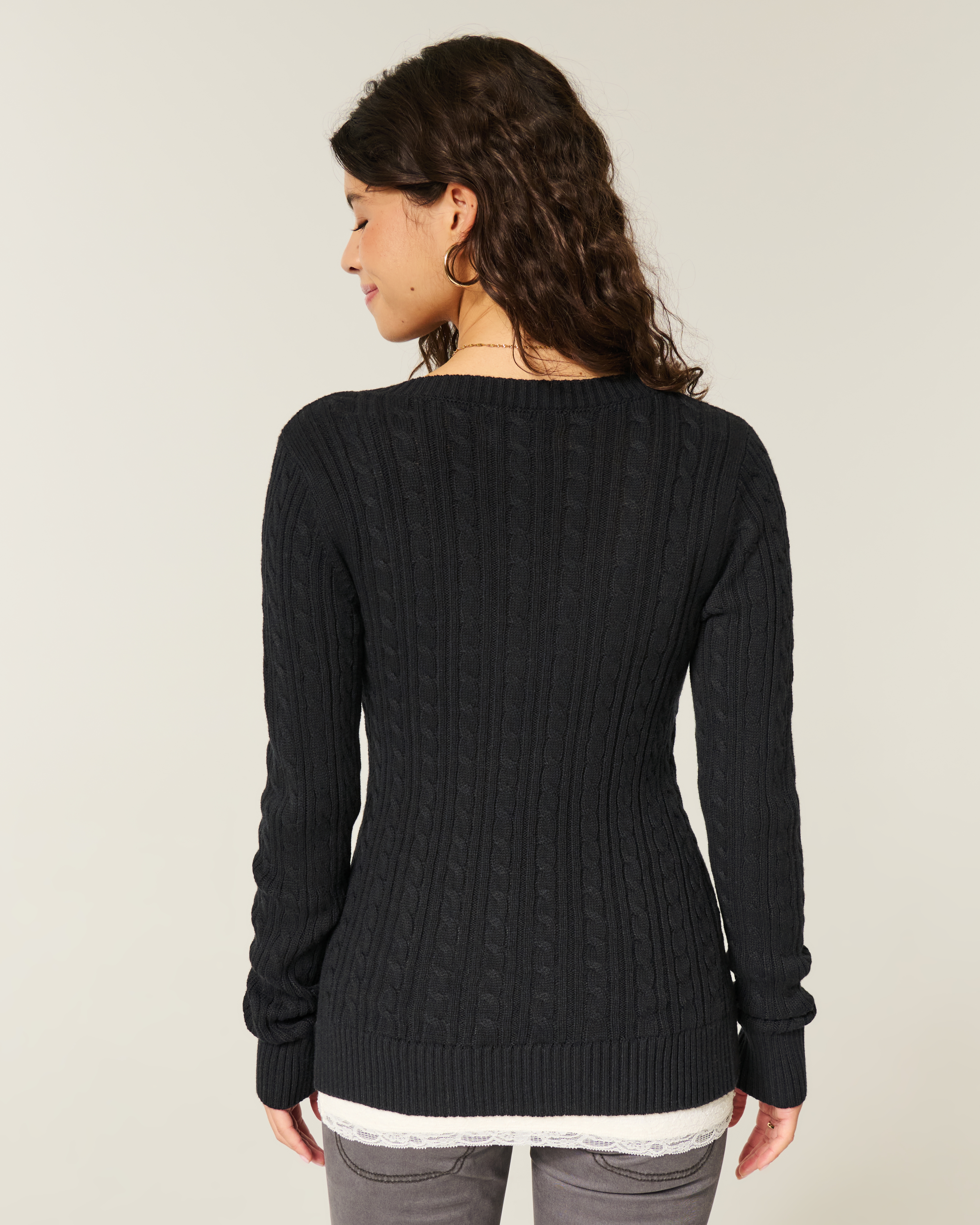 Cable-Knit V-Neck Icon Sweater