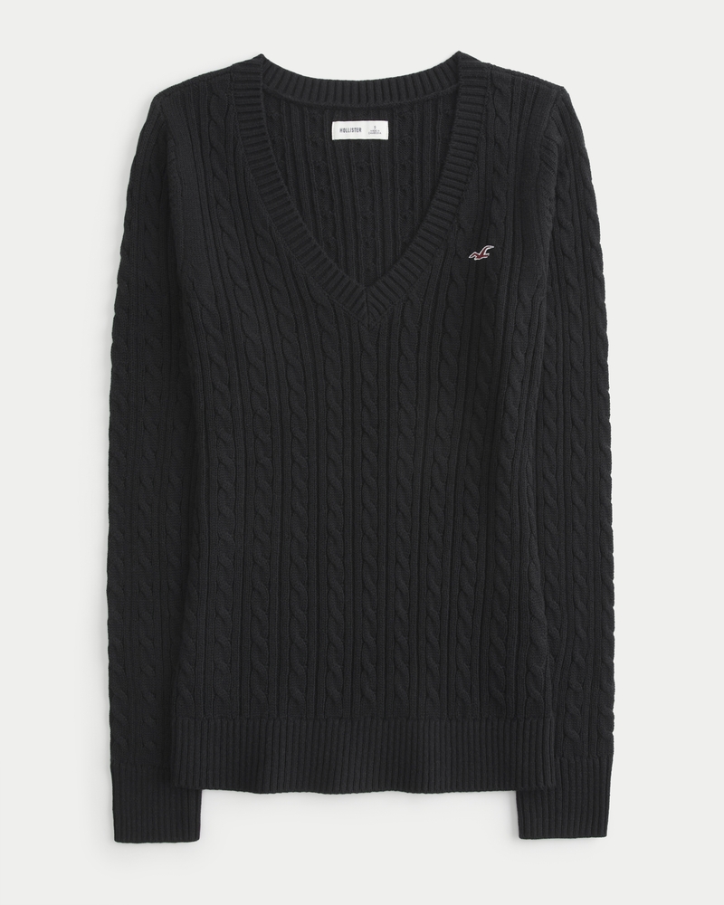 Cable-Knit V-Neck Icon Sweater