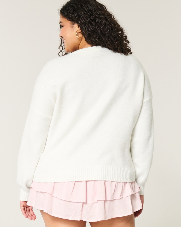 Hollister Comfy Cloud Croissant Graphic Crew Sweater, Cloud White view 2
