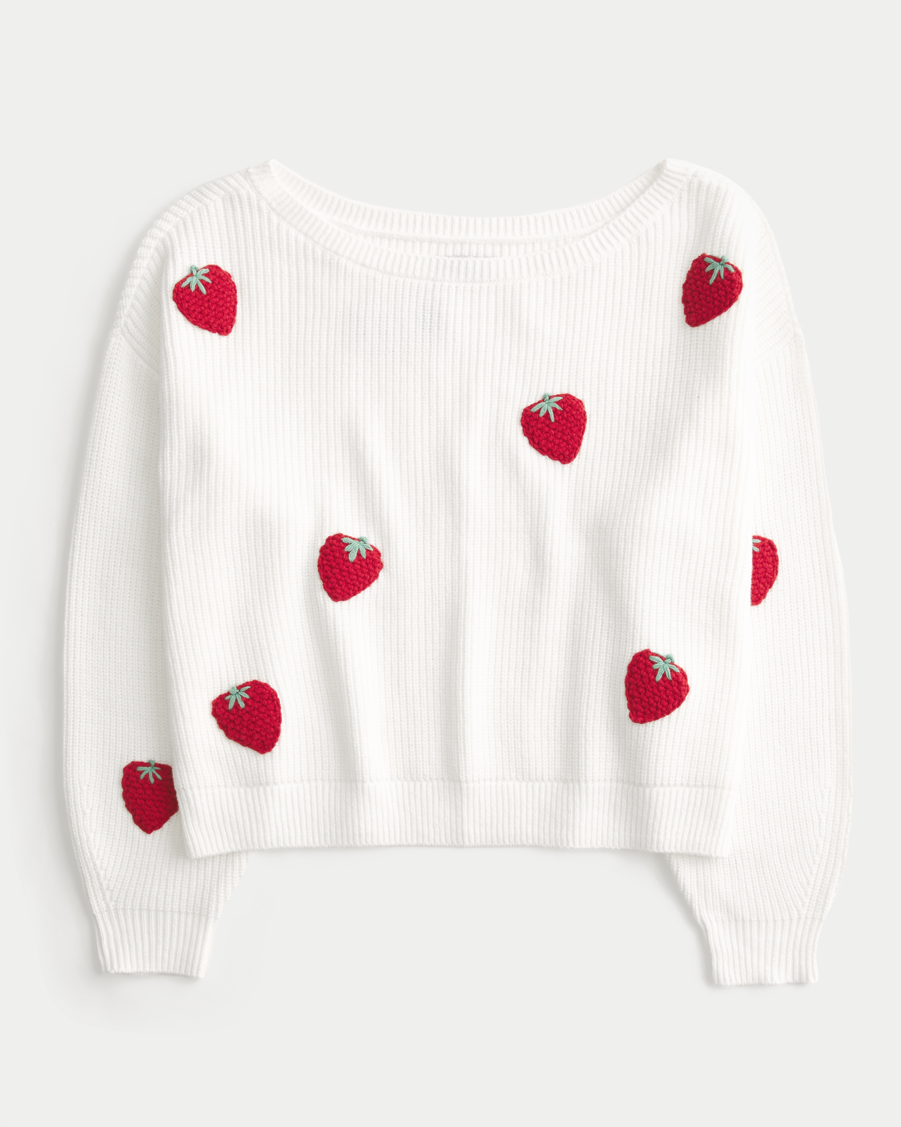 Easy Berry Graphic Off-the-Shoulder Sweater