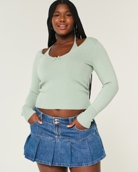 Long-Sleeve Halter Tie Sweater