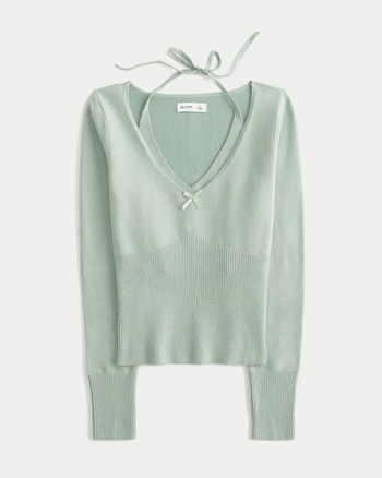 Holly Side Tie V-Neck Sweater Top