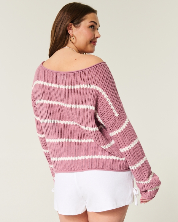 Easy Crochet-Style Sweater, Dark Pink view 2
