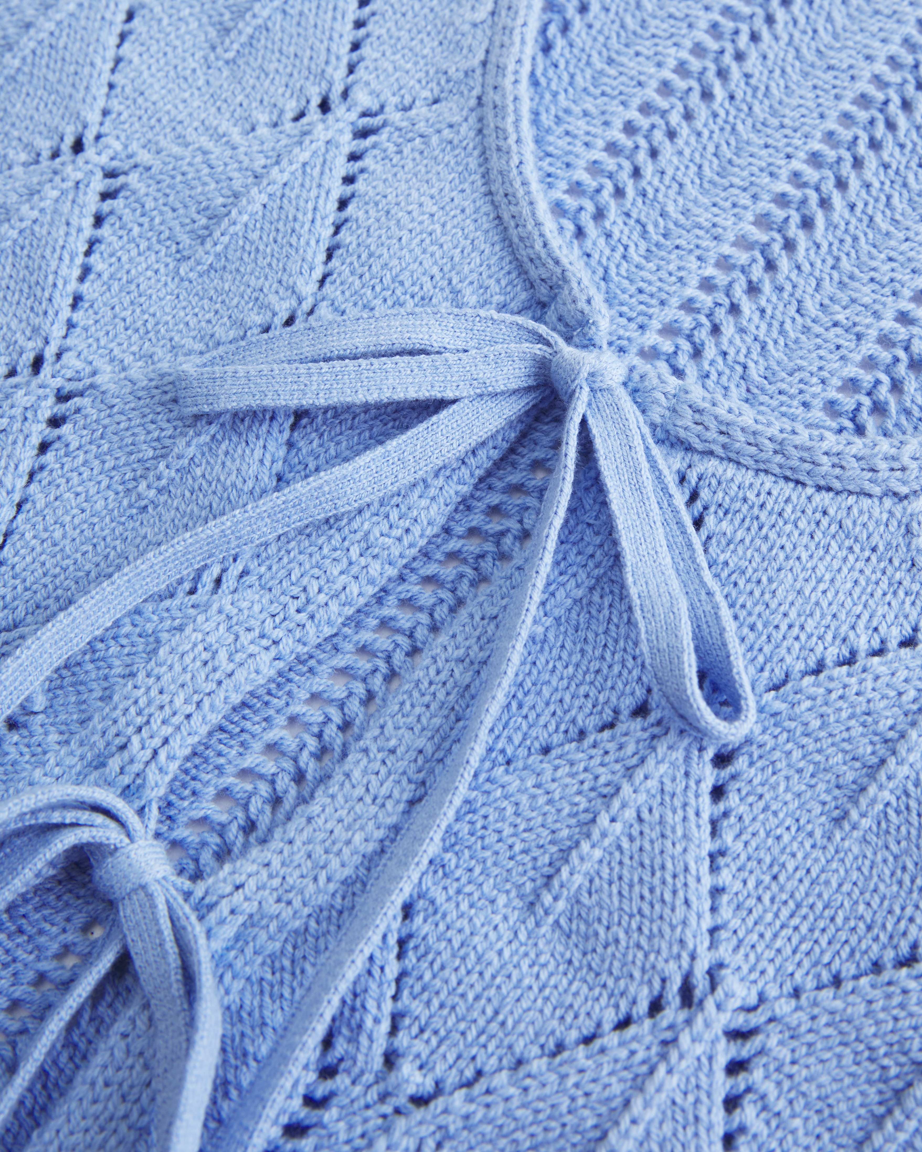 Crochet-Style Tie-Front Textured Sweater