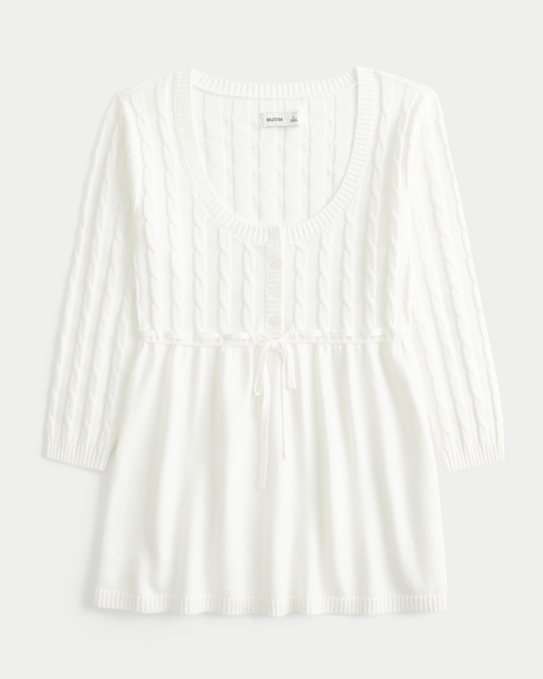 Cable-Knit Babydoll Sweater