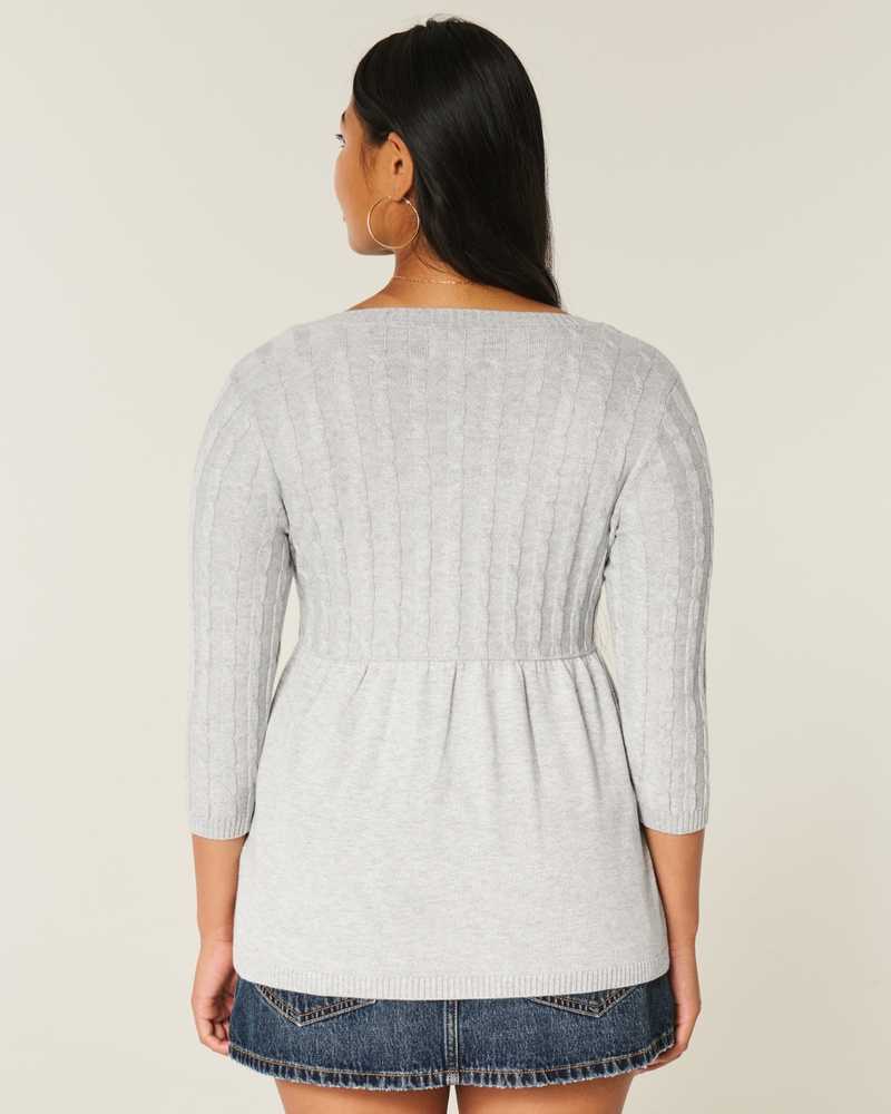 Cable-Knit Babydoll Sweater