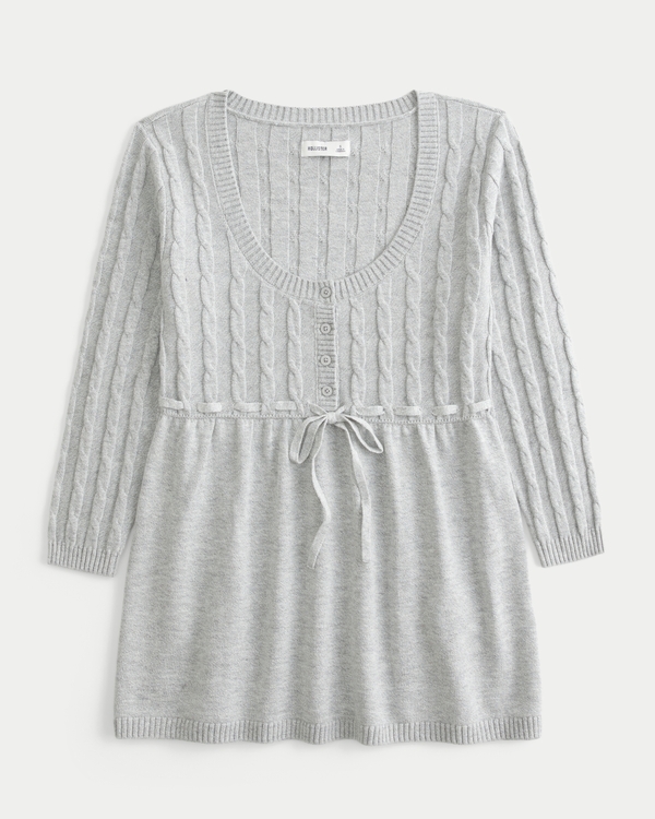 Cable-Knit Babydoll Sweater