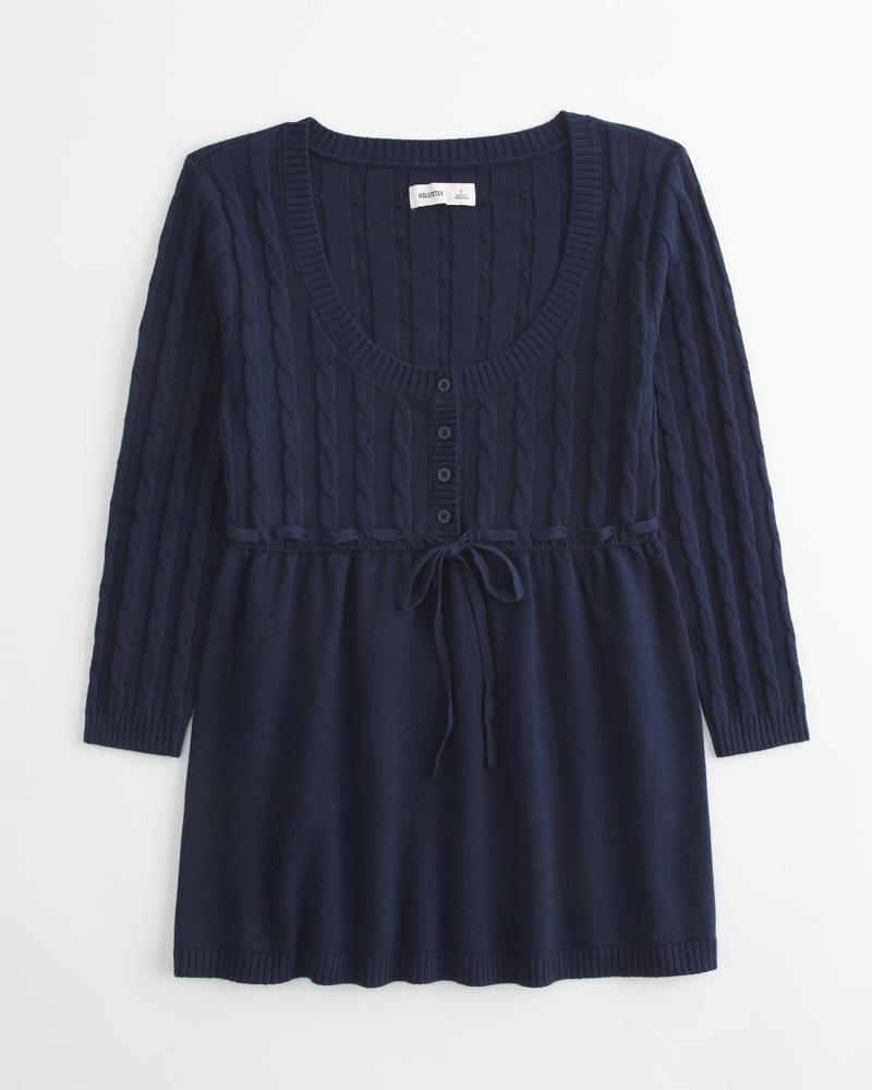 Cable-Knit Babydoll Sweater