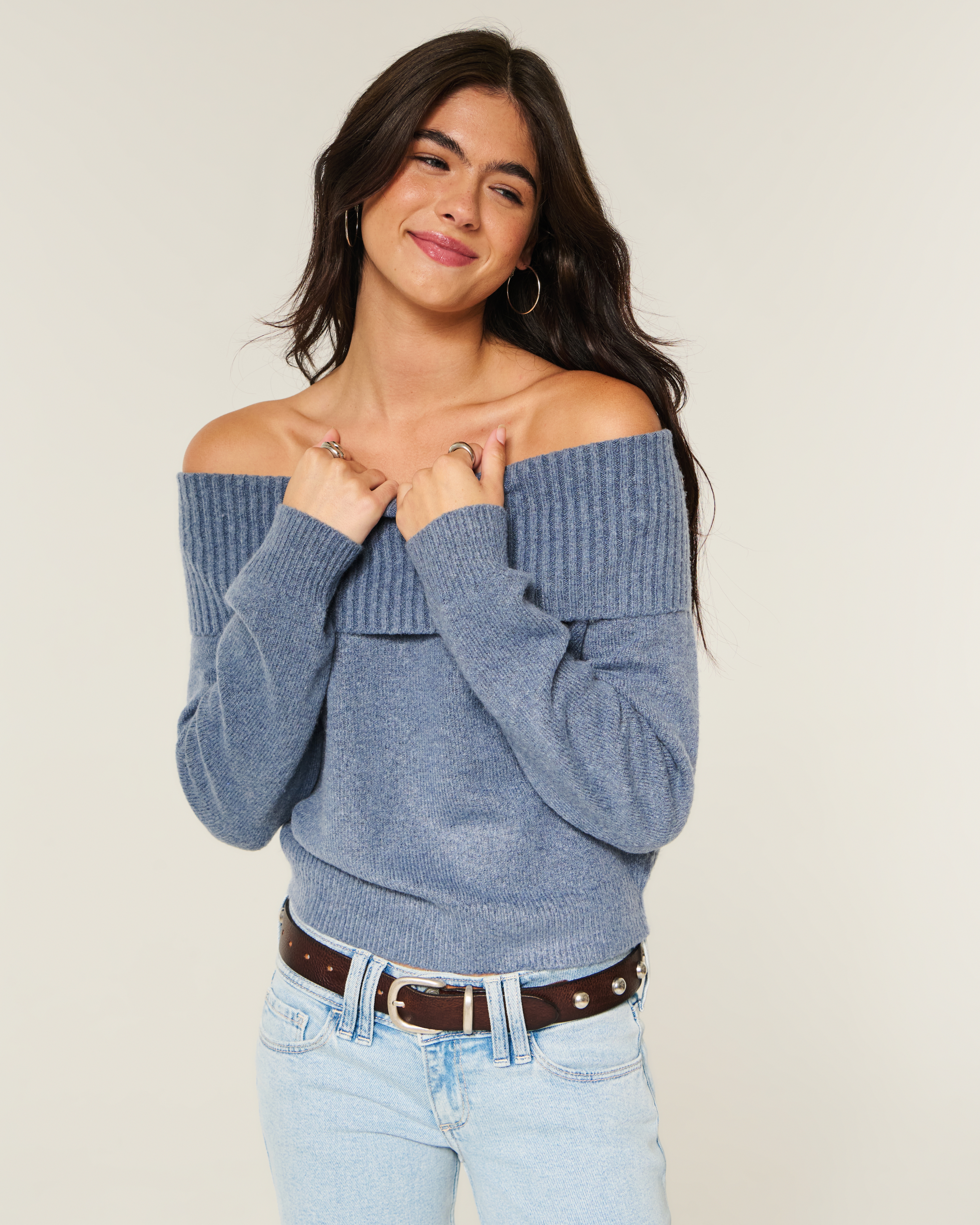 Hollister Comfy Cloud Foldover Off-the-Shoulder Sweater