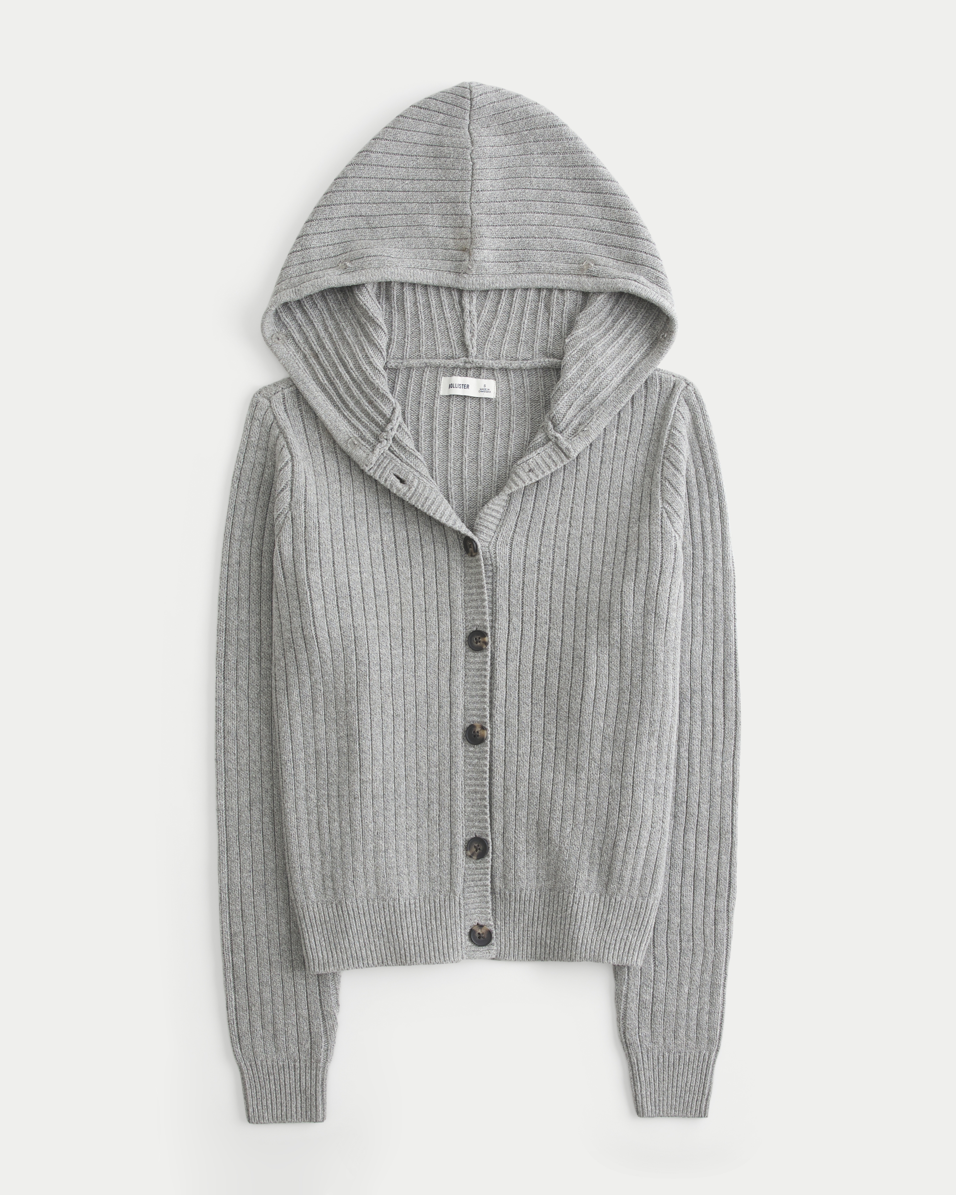 Hooded Faux Fur Trim Cardigan