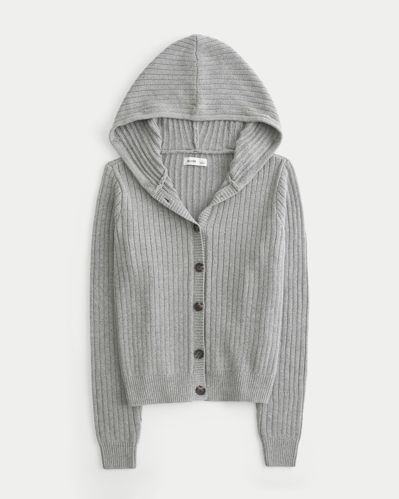 Hooded Faux Fur Trim Cardigan