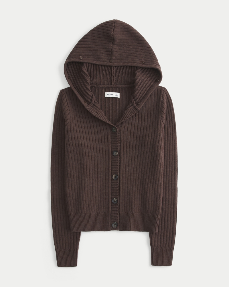 Hooded Faux Fur Trim Cardigan