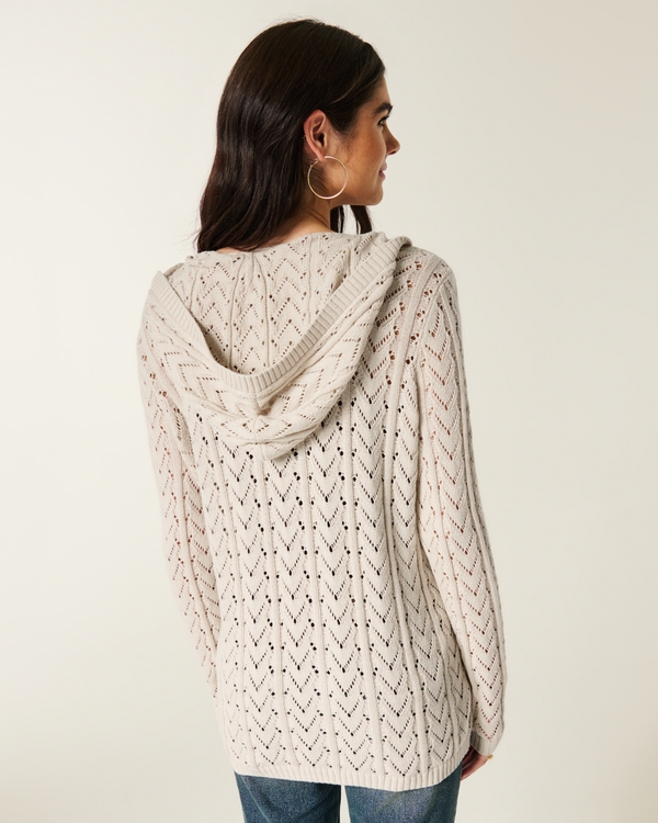 Stitchy Hooded No-Close Cardigan