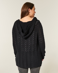 Stitchy Hooded No-Close Cardigan
