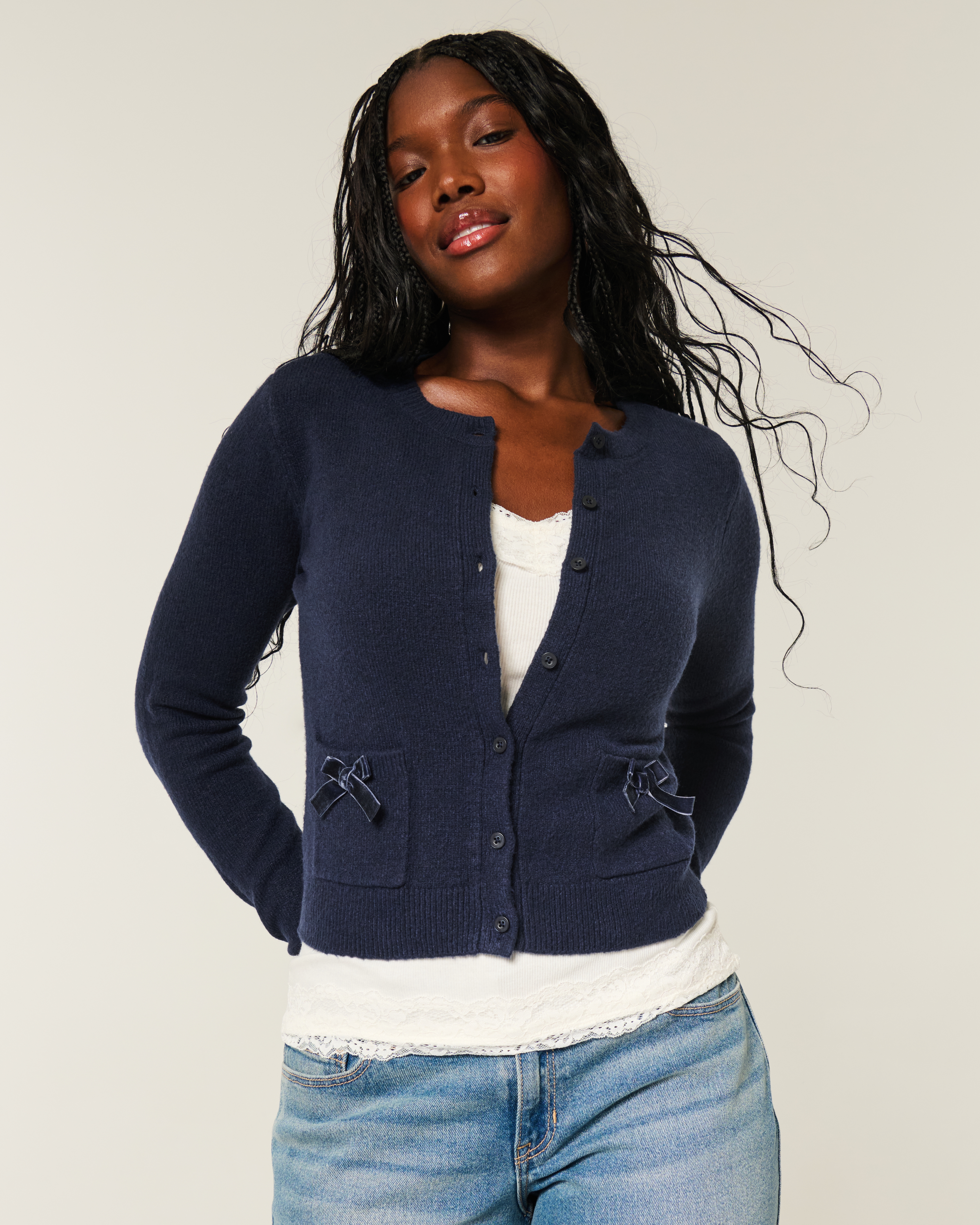 Hollister Comfy Cloud Bow Pocket Cardigan